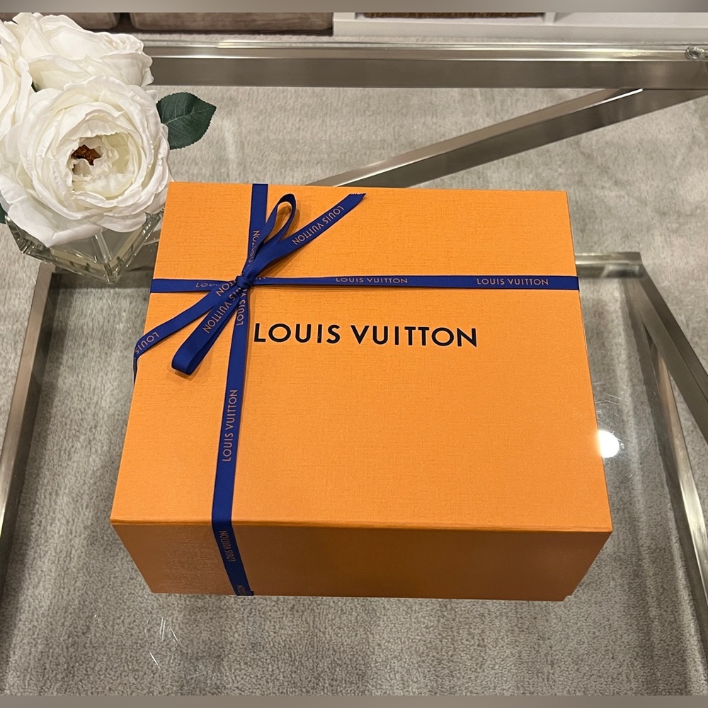Louis Vuitton Orange Gift Box with Blue Ribbon